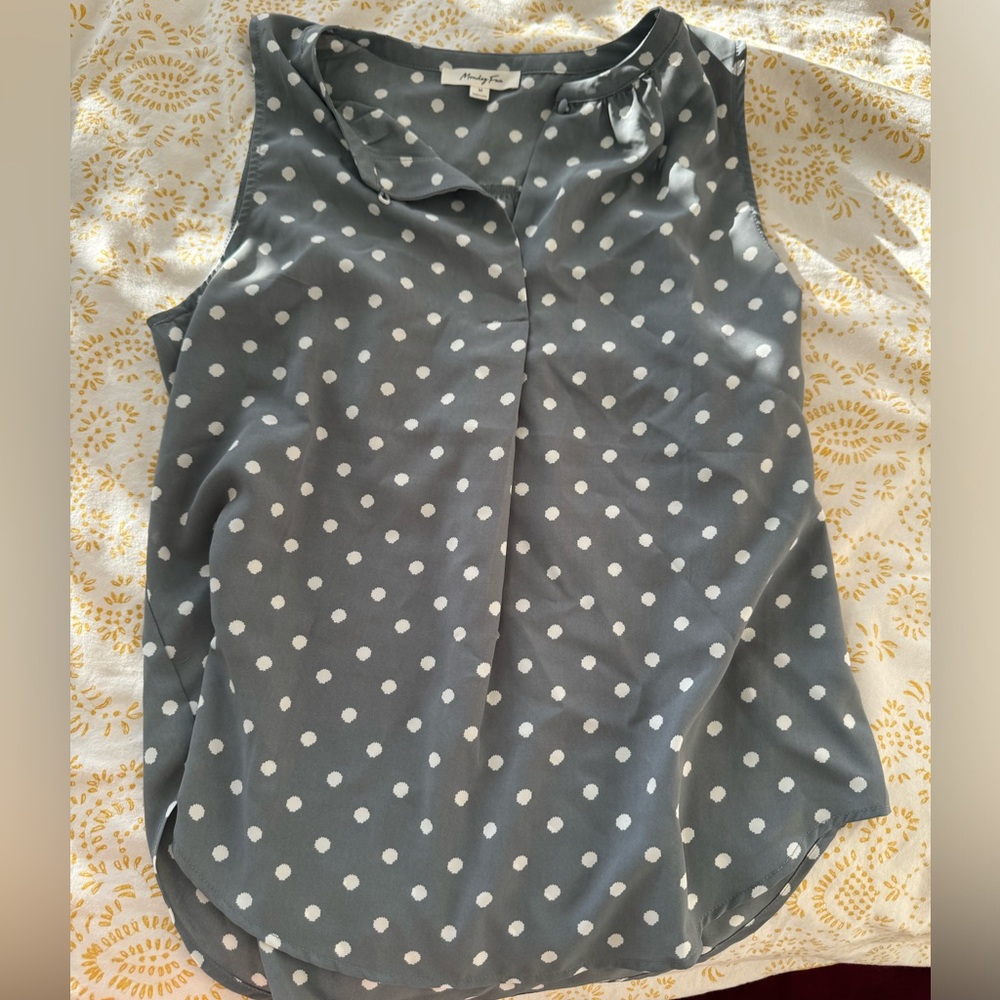 Light blue/gray Polka Dot blouse